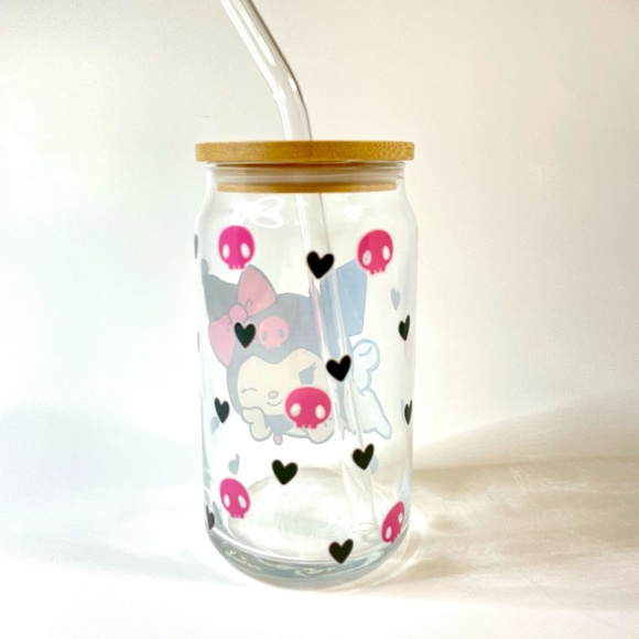 Sanrio Glass Libby Cup with glass straw-NEW - Picture 2 of 2